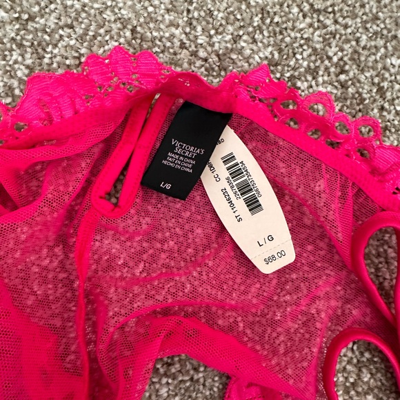 New NWT Victoria’s Secret Very Sexy, Lace Cut Out, Bright Pink, Teddy, Lingerie - Picture 4 of 8
